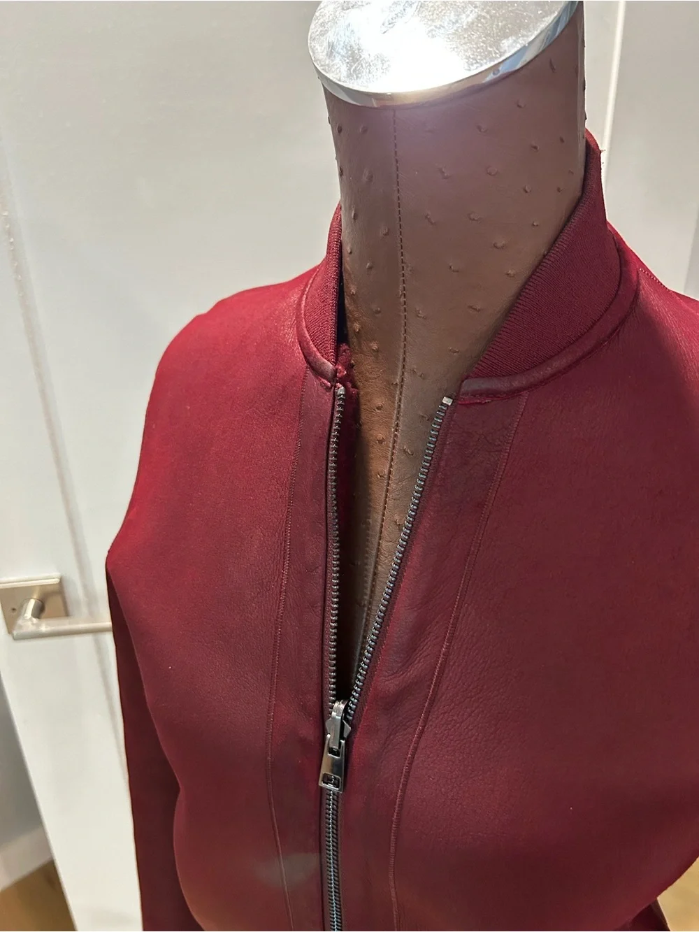 Theory shearling and leather Reversible Bomber Jacket in Burgundy